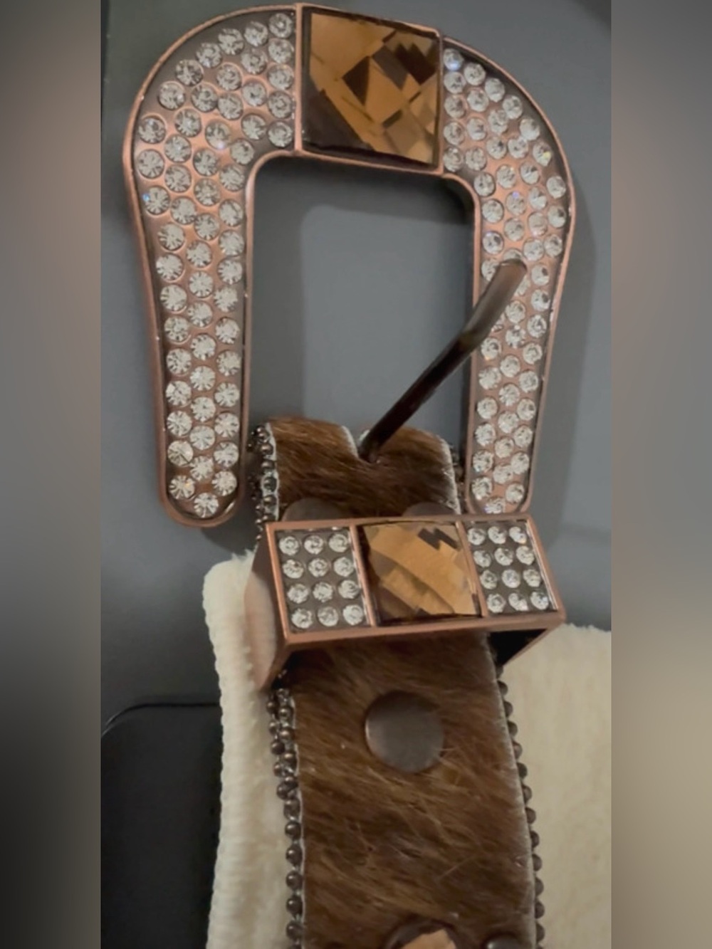 Nocona-style) Western hair-on-hide / calf-hair belt (style N3417637-L)